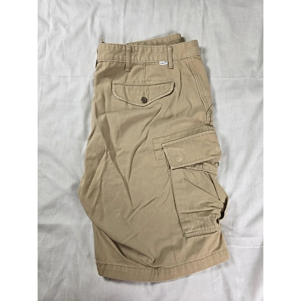 Levis Cargo Shorts Mens 38 Khaki Beige Canvas Utility Pockets‎ Summer Casual